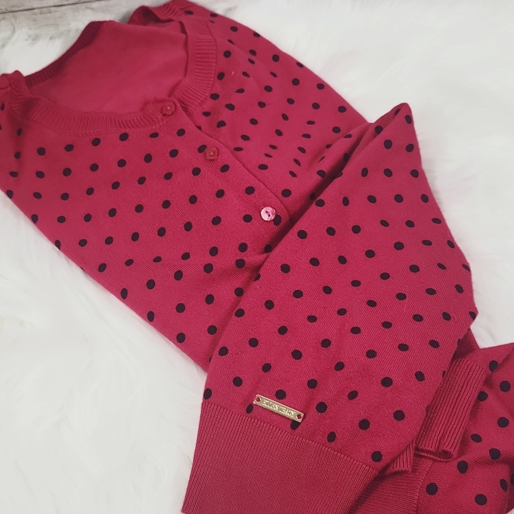 Ellen Tracy, Fushia/Blk Polka Dot Sweater. Sz Label Missing, Measurement Listed - Picture 9 of 10